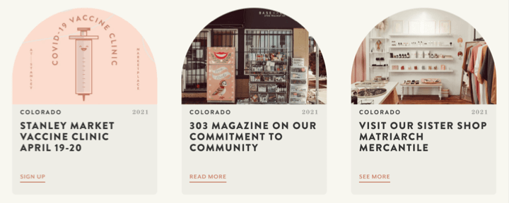 screenshot of Base Coat website showcasing community post titles and images with 