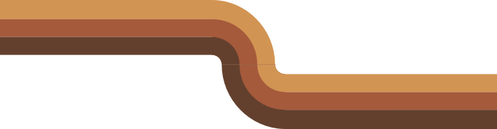 brown and orange racing stripes running in an inverted s curve horizontally from left to right spanning the page